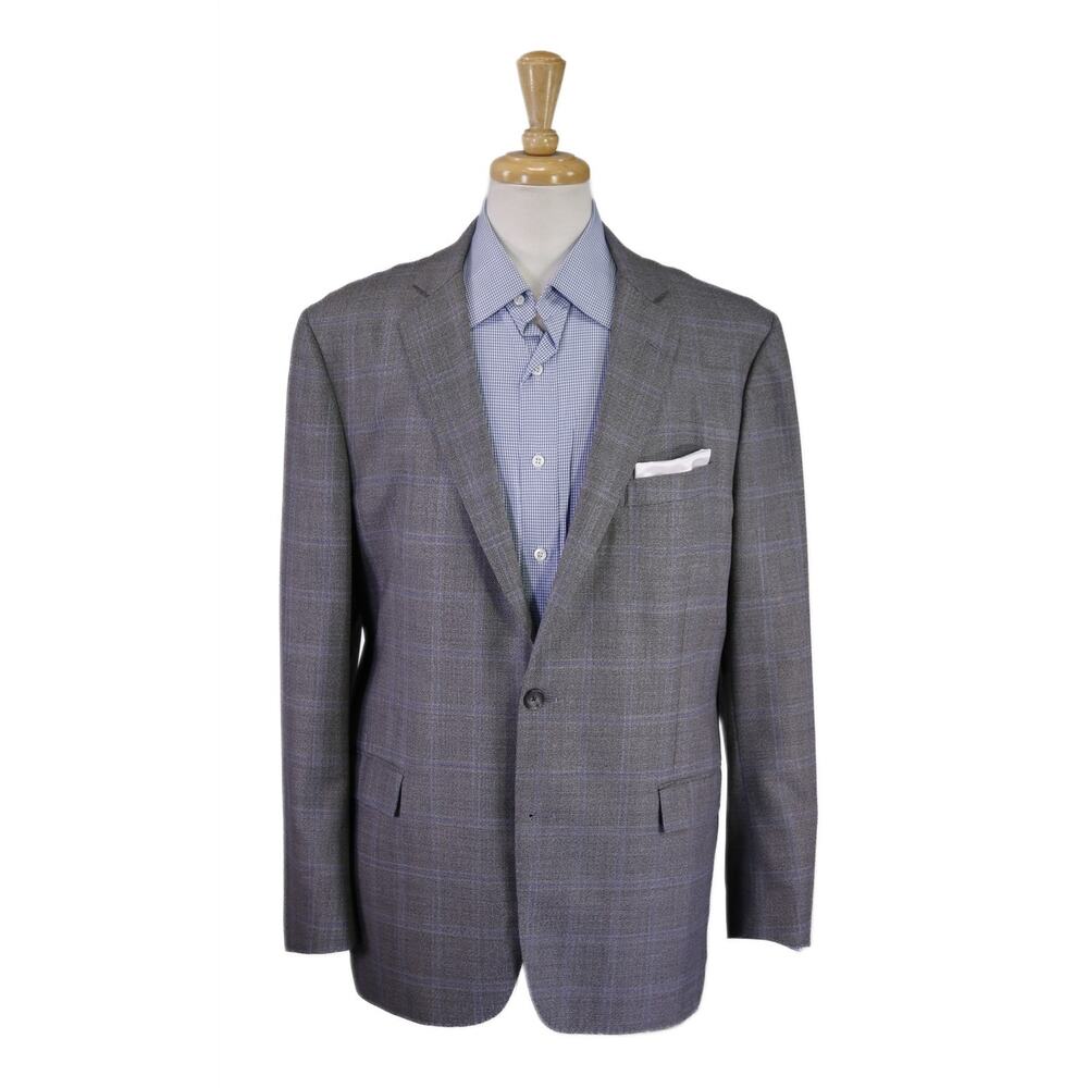 Brooks Brothers Regent Gray Blue Windowpane Woven Reda Wool Sportcoat Blazer 44R